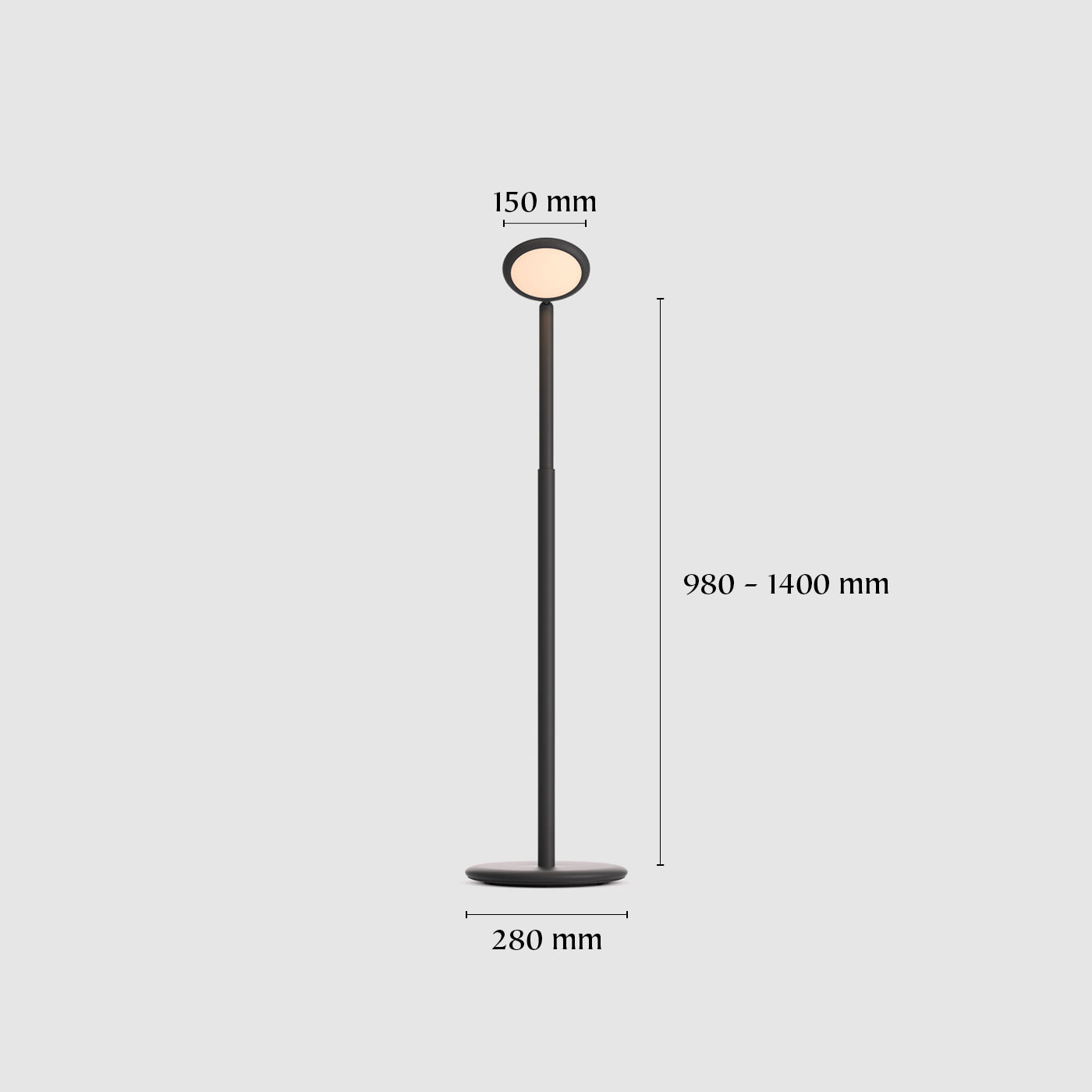 Les dimensions de Grau Parrot lampadaire sans fil, rechargeable