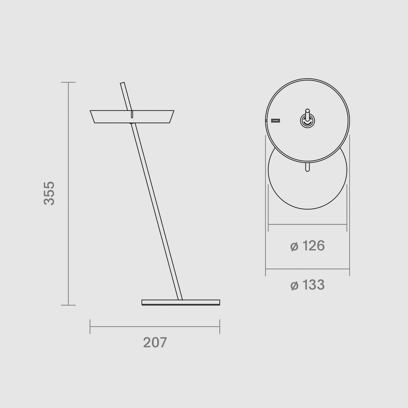 Les dimensions de la Sigor Mahina lampe de table, sans fil, rechargeable