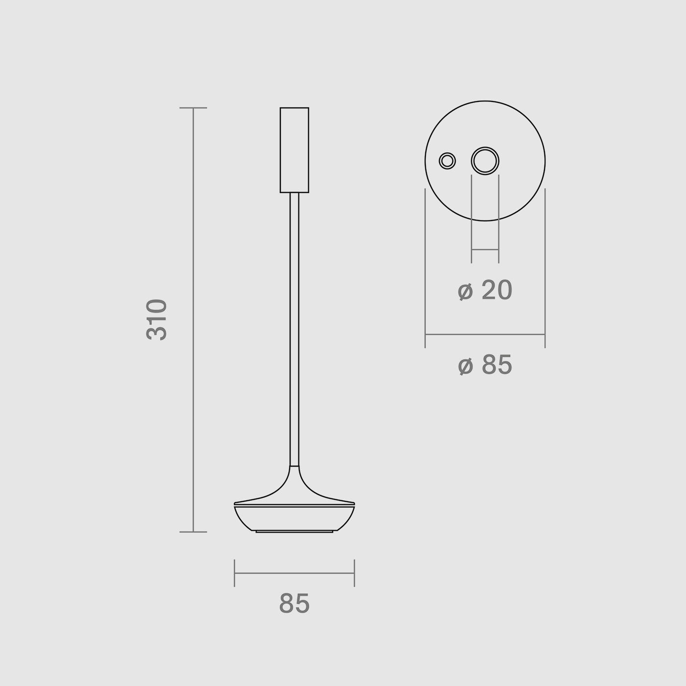 Les dimensions de la Sigor Nucandle lampe de table, sans fil, rechargeable