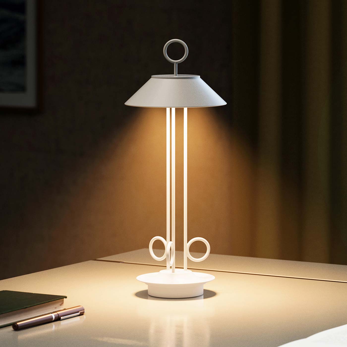 Sigor Nudiderot lampe, sans fil, rechargeable en blanc sur le bureau