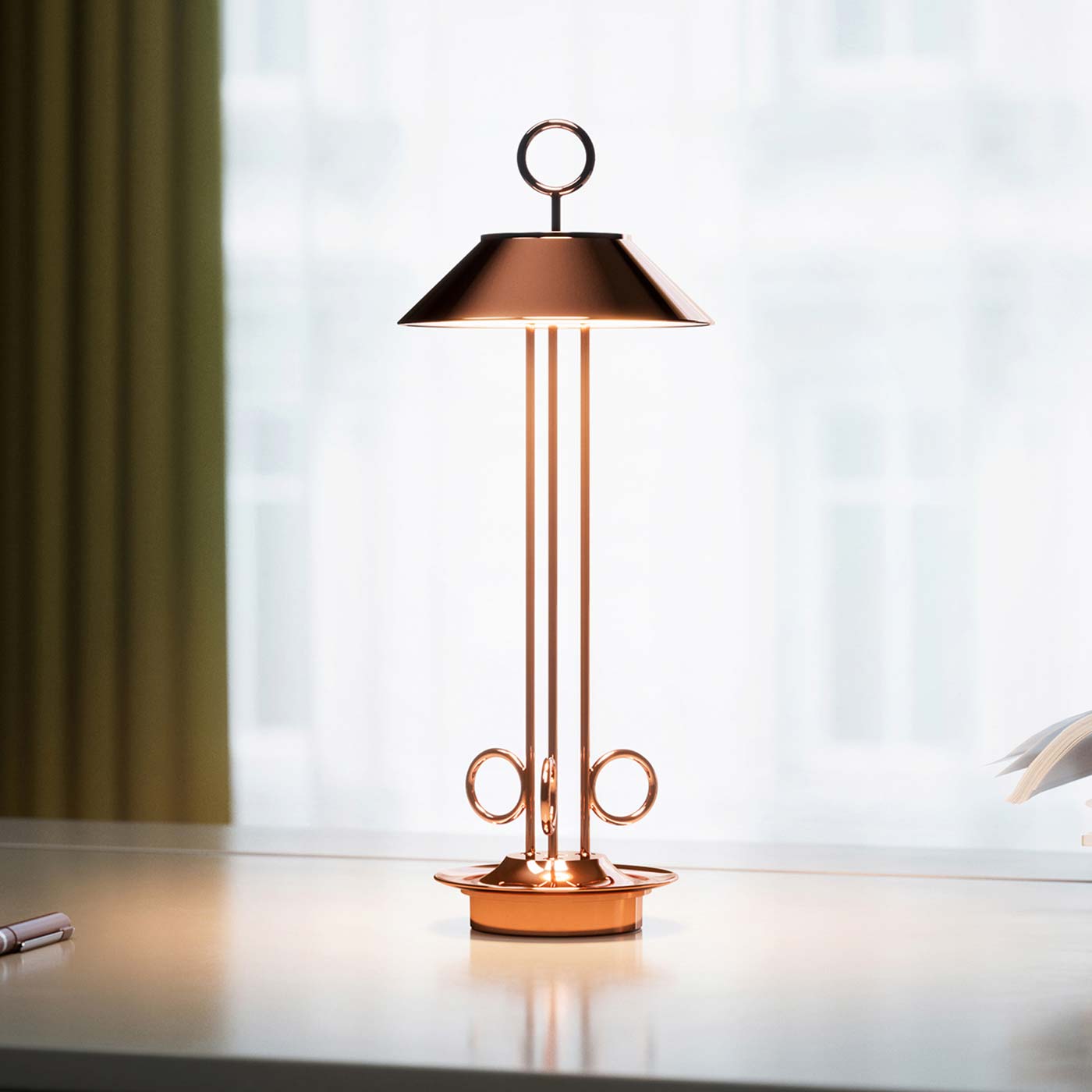 Sigor Nudiderot lampe, sans fil, rechargeable en cuivre sur le bureau