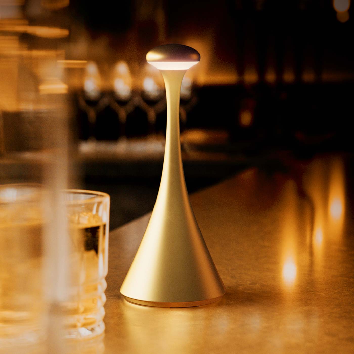 Nudrop mini lampe, sans fil, rechargeable or au bar