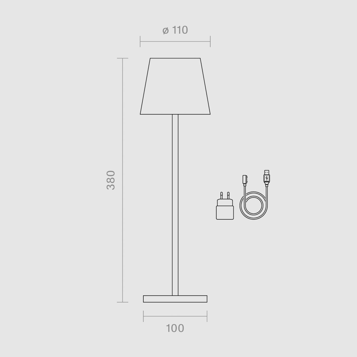 Les dimensions de la Sigor Nuindie lampe, sans fil, rechargeable