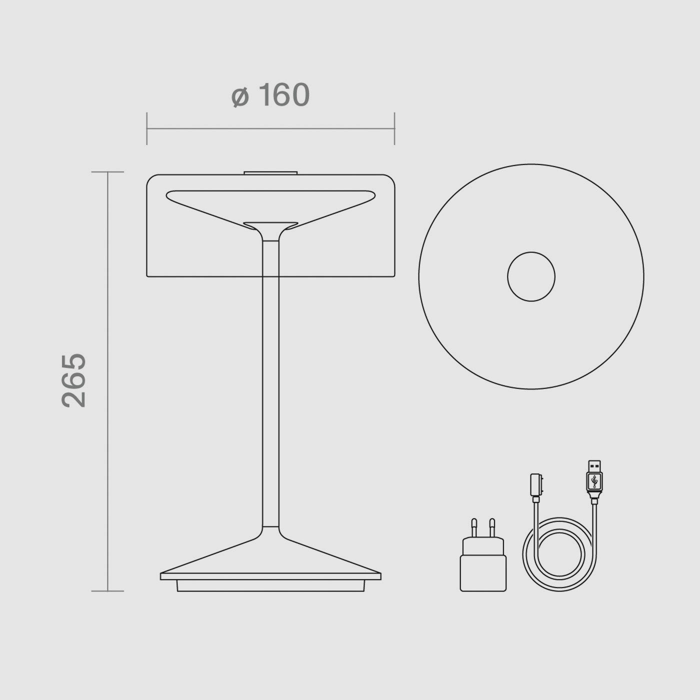 Dimensions de la Sigor Numotion lampe de table, abat-jour en verre