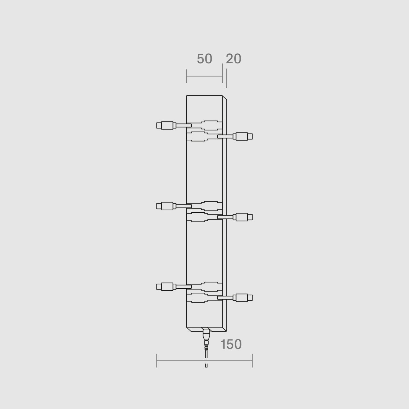 Dimensions de la Sigor station de chargement avec 6 connexion des USB