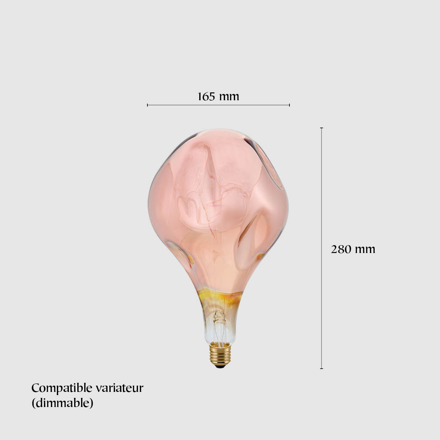 Giant Drop nacré ampoule décorative LED, 165 mm, E27 dimensions